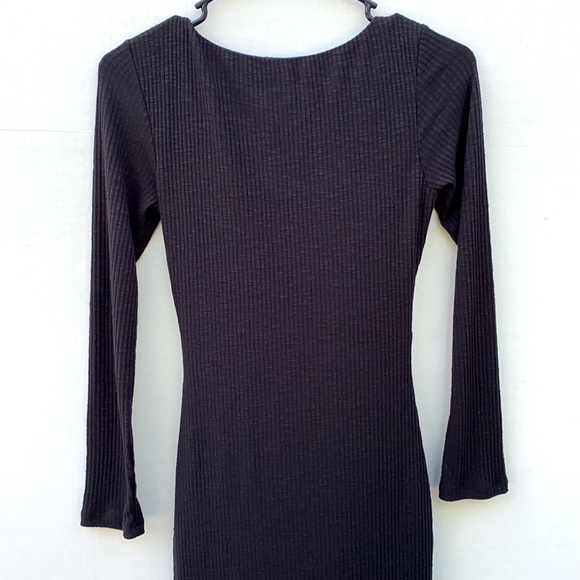 Princess Polly Womens Size 4 black long sleeve ribbed double cutout dress - Picture 6 of 8